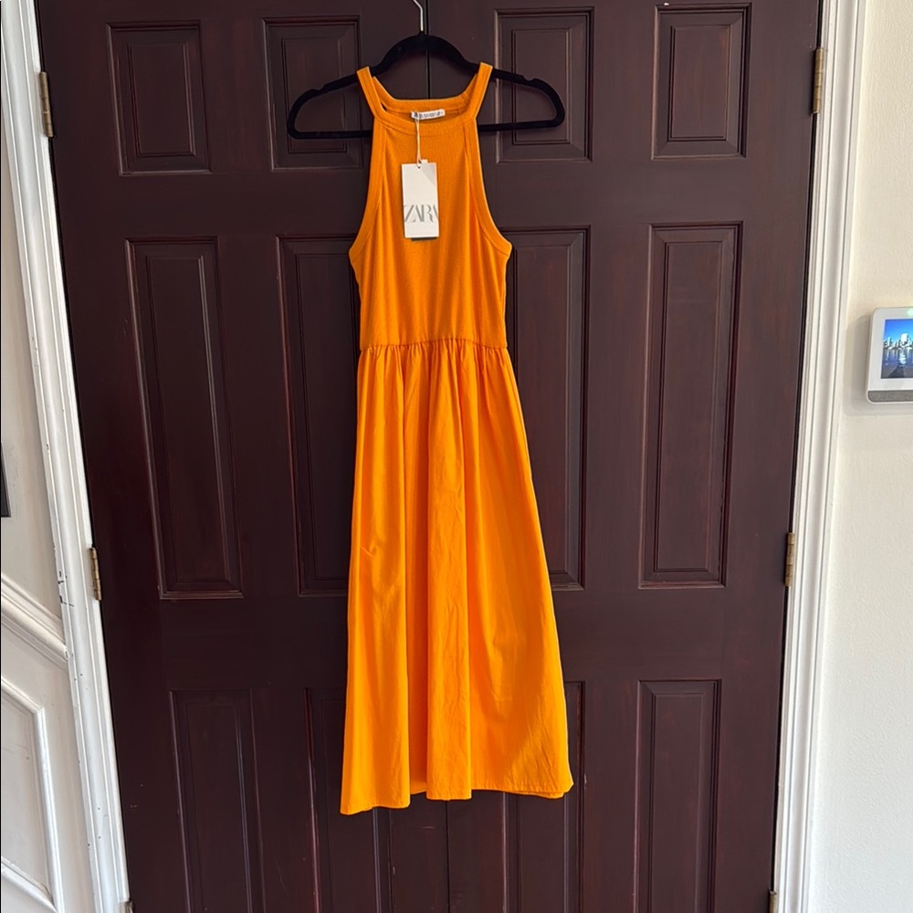 Zara Orange high neck Dress